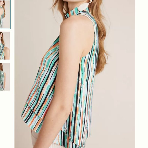 Anthropologie Lindsey Tiered Top in Blue Motif by Hutch Size Small - Picture 3 of 9